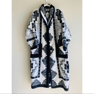 Together West Aztec fleece maxi duster coat